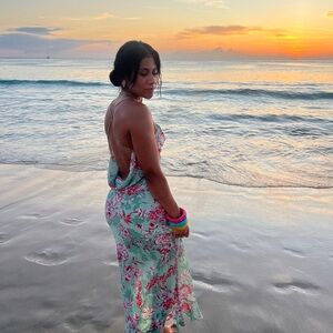 Floral Maxi Dress with Open Back